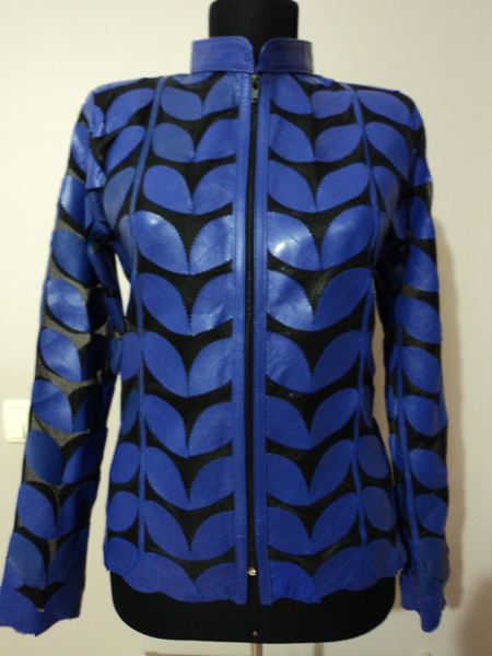 Blue Leather Leaf Jacket