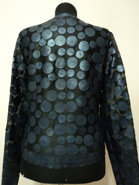 Navy Blue Leather Leaf Jacket for Women Design 07 Genuine Short Zip Up Light Lightweight